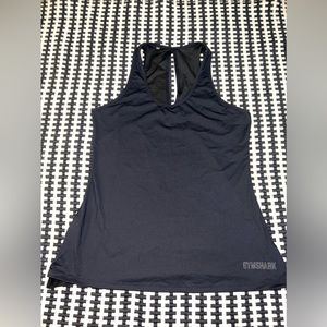 Black gym shark women tank top shirt.
